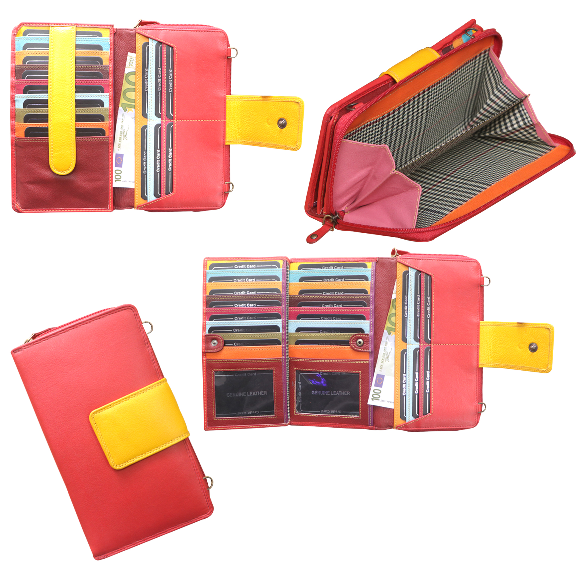 Continental Multi-Red Leather Wallet
